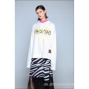 DAMEN STRICKEN HOODIE MIT ZEBRA PRINT LOGO